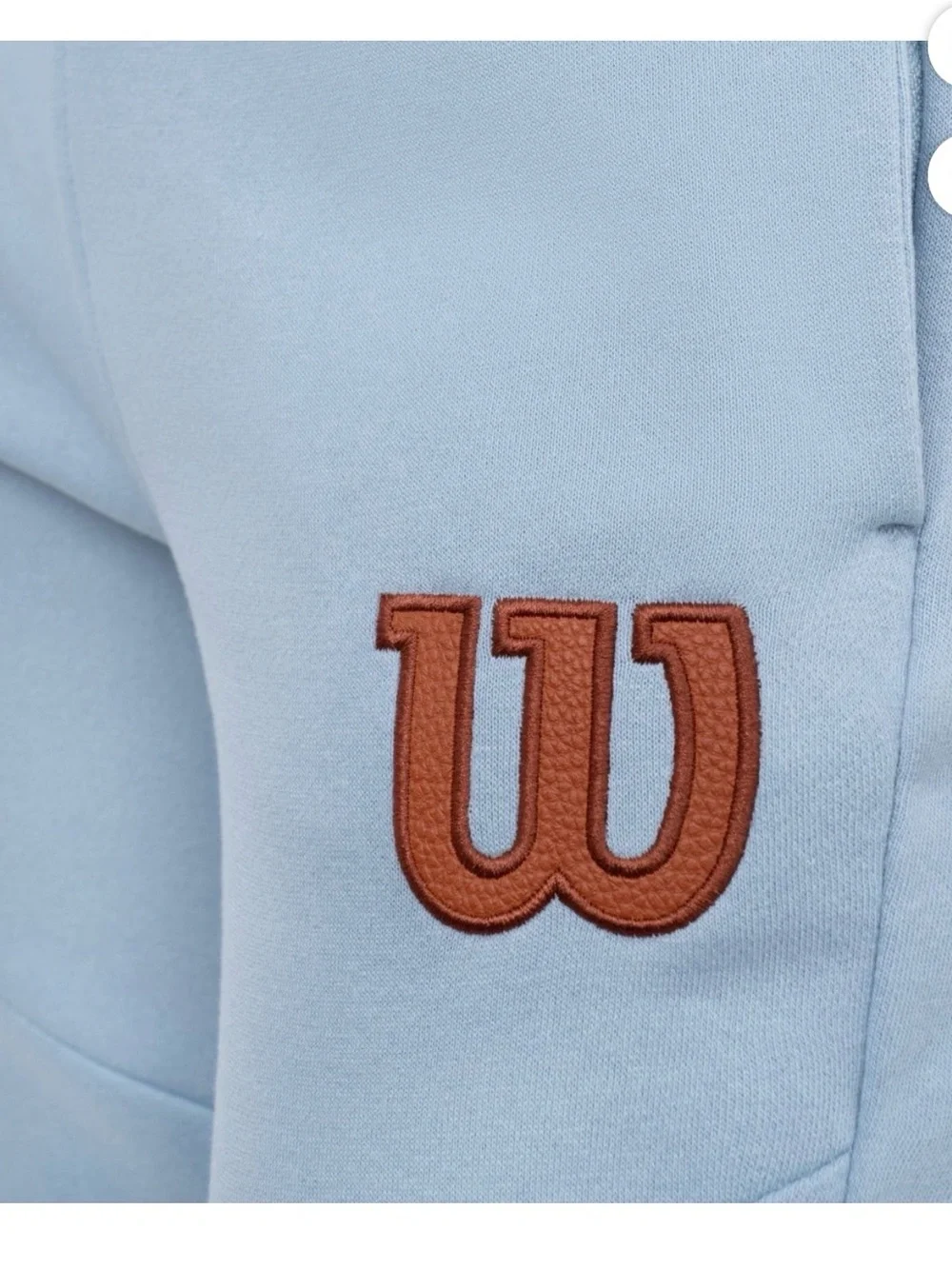 Wilson Pale Blue Kids Jogger Sweatpants with Rust W Patch